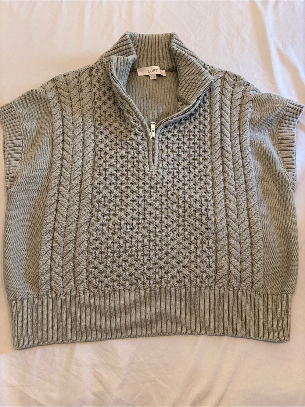 LOFT Women's Sage Cable-Knit Half-Zip Sweater Vest